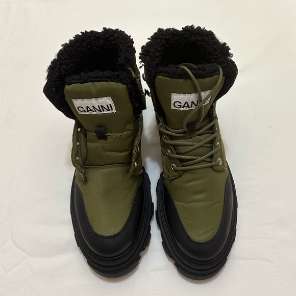 NEW Ganni Olive and Black Lace-Up Boots Size ( US10 )  (EU41 ) - Picture 3 of 10